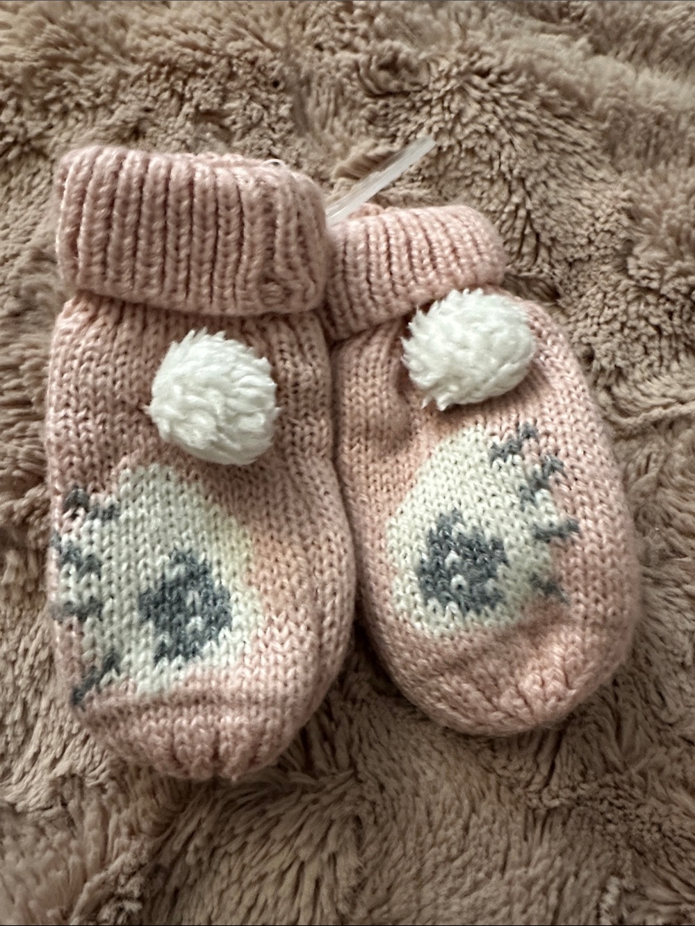 Zara Pink Pom-Pom Baby Mittens, 1-2y/o